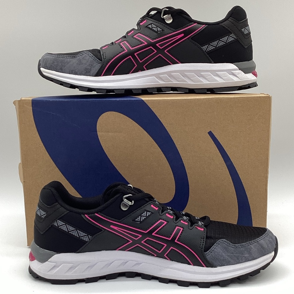 1953. ASICS Running Shoes Black, White & Fuchsia Size 9.5